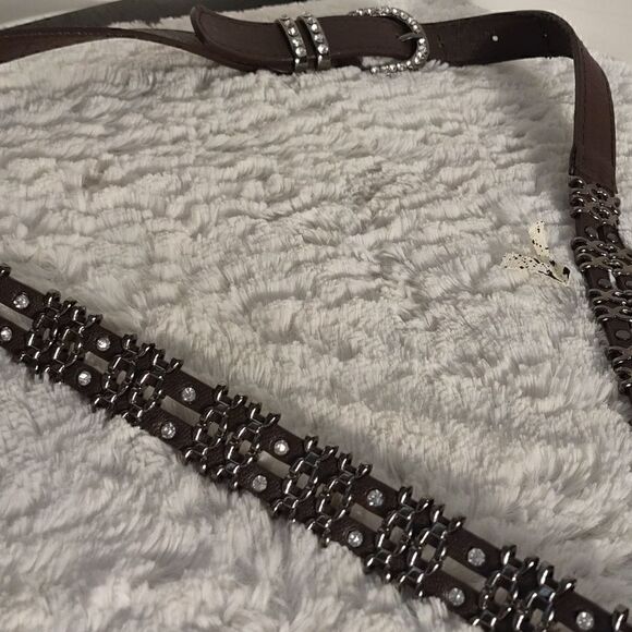 Metal Rhinestone Studded Faux Leather Belt - Picture 3 of 5